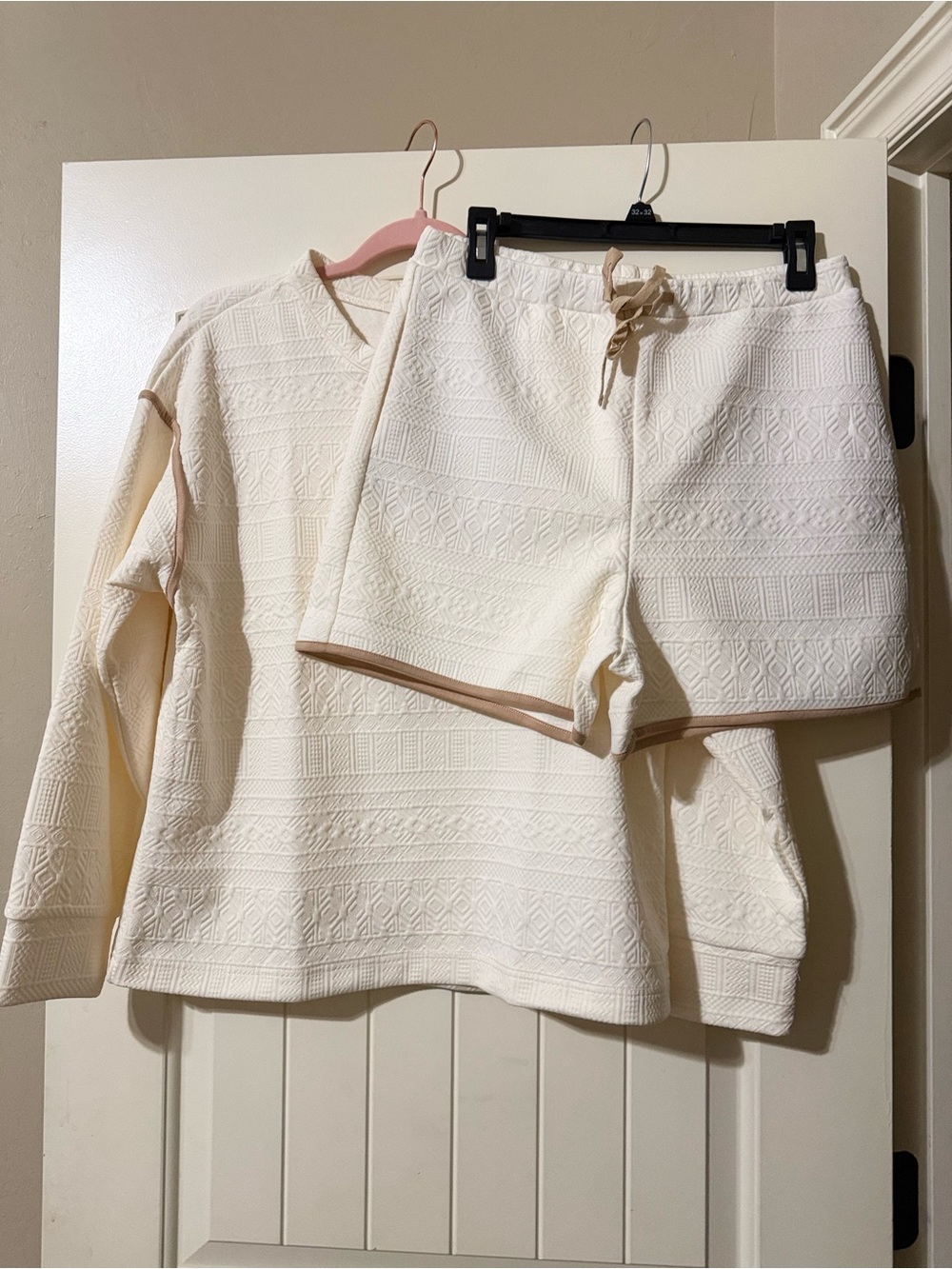 Women’s Cream Textured Shorts Set - NWOT